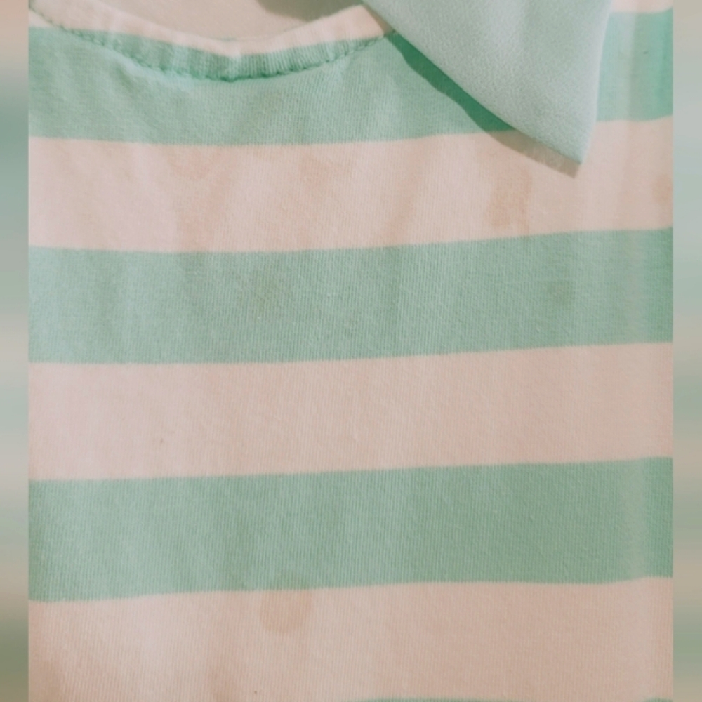 Tommy Bahama Mint Green Striped Dress with Pink Heart Sequins Accent Size S 5/6 - Picture 10 of 10